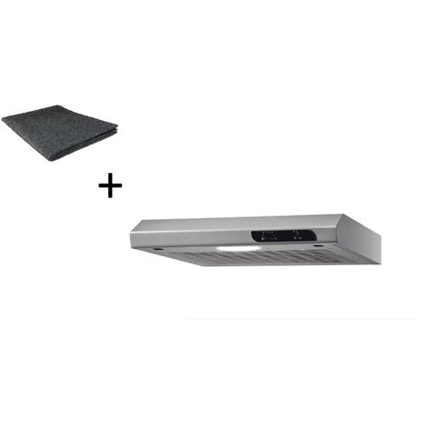 Respekta – Hotte casquette sous plan 50 cm – Débit d'air 205 m³/h – 3 vitesses – Émissions sonores 68 dB – Filtre à charbon actif inclus