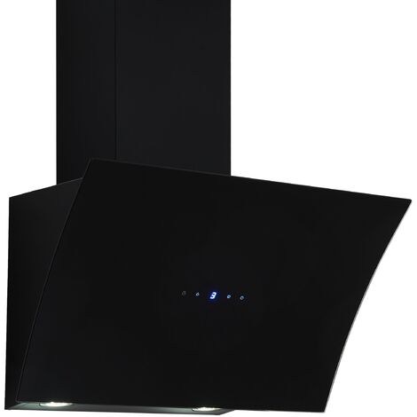 respekta Hotte d'aspiration inclinée Hotte murale sans tête verre 60 cm noir LED
