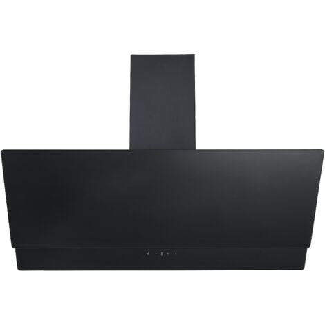 respekta Hotte d'aspiration inclinée Hotte murale sans tête verre 90 cm noir LED