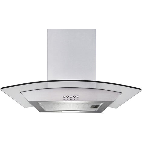 Respekta – Hotte décorative murale 60 cm en verre et acier inoxydable – Écran en verre – Débit d'air 306,3 m³/h – Émissions sonores 62 dB