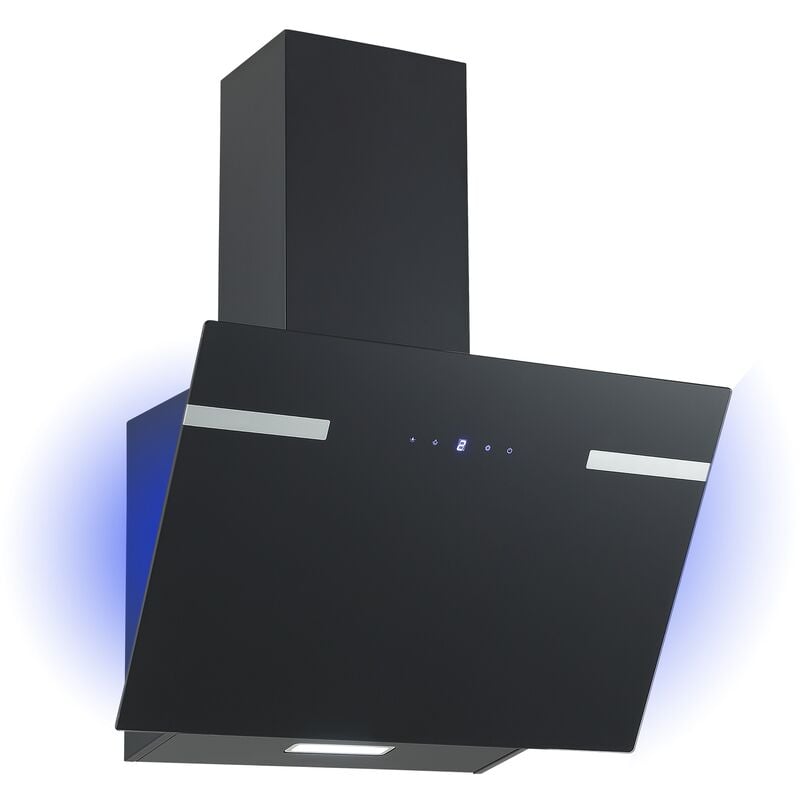 Respekta - Hotte aspirante 60 cm sans tête Hotte inclinée noire verre Touch led