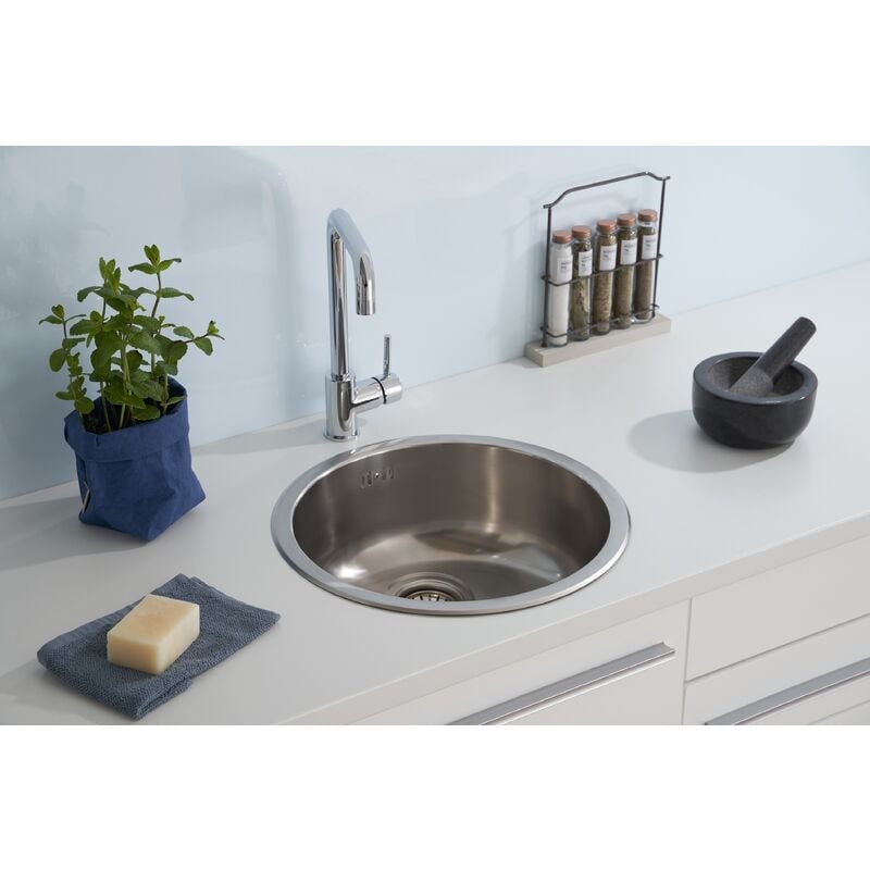 Respekta - vier Évier à encastrer Évier rond en acier inoxydable Évier de cuisine