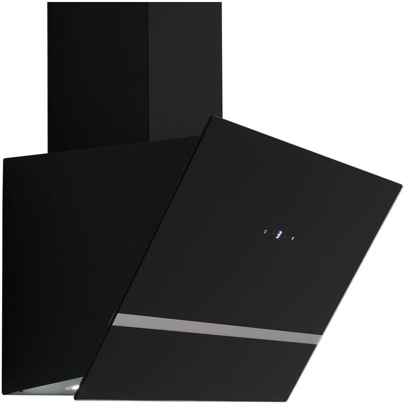 Respekta - Hotte d'aspiration inclinée Hotte murale sans tête verre 60 cm noir led