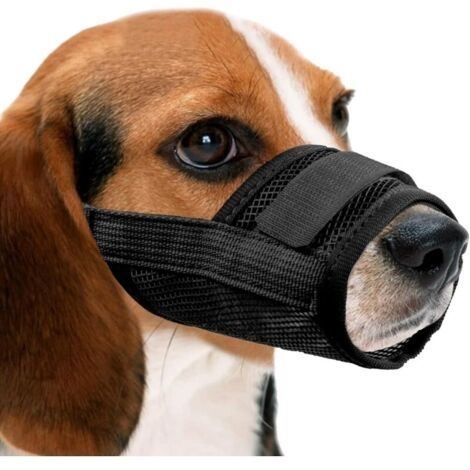 Respirant Muselière en Nylon Réglable pour Chiens, Réglage Rapide de la Muselière, Museliere Anti-Aboiements et Anti-Morsures(S, Noir)