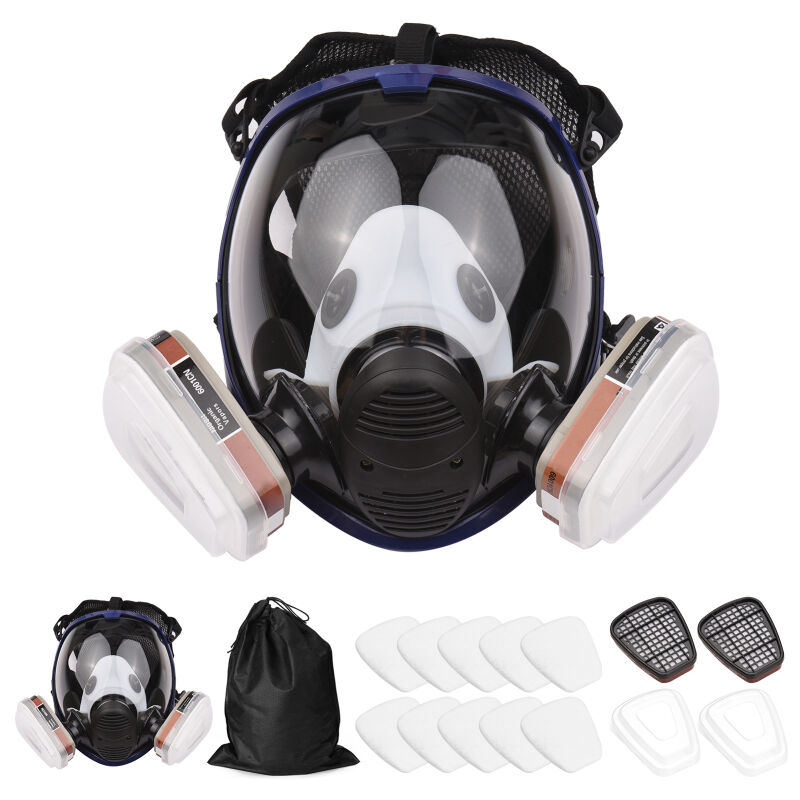 Lifcausal - Respirateur facial intégral réutilisable 16 en 1, protection contre les gaz, respirateur contre les vapeurs organiques, large champ de
