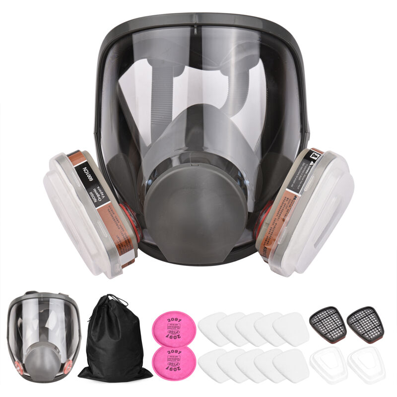 Respirateur facial intégral réutilisable 18 en 1, protection contre les gaz, respirateur contre les vapeurs organiques, large champ de vision pour la