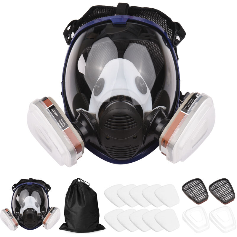 Respirateur intégral réutilisable 16 en 1 avec couvercle à gaz, respirateur à vapeurs organiques, large champ de vision pour machine à peindre,