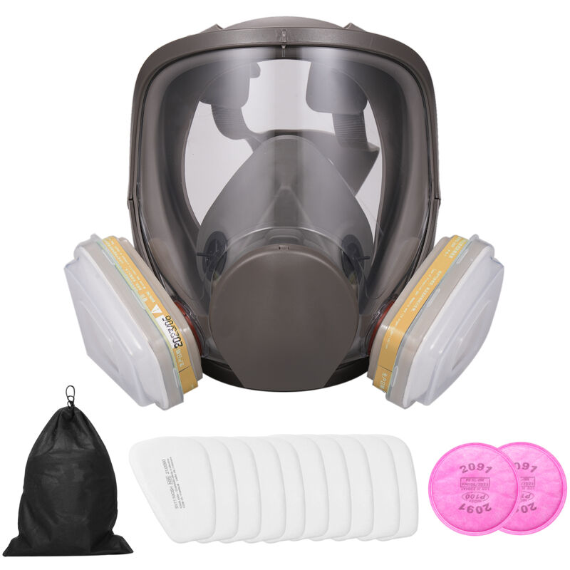 Respirateur intégral réutilisable 18 en 1 avec couvercle à gaz, respirateur à vapeurs organiques, large champ de vision pour la peinture, le