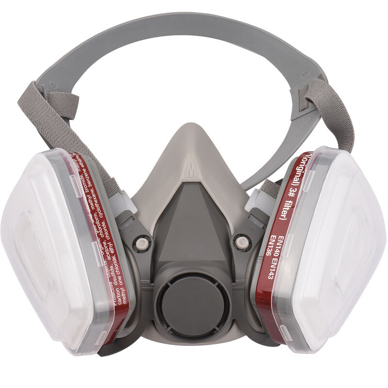 Image of Respiratore riutilizzabile Mezza maschera 6200 Maschera antigas Protezione respiratoria Respiratori con occhiali di sicurezza per verniciatura