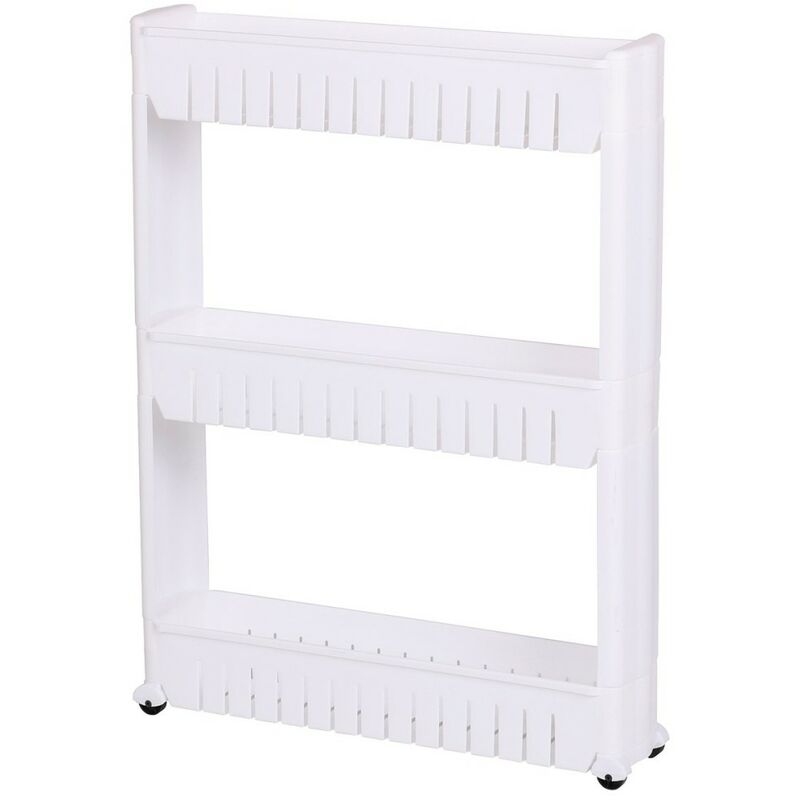 Resserre 3 étagères sur roulettes blanc
