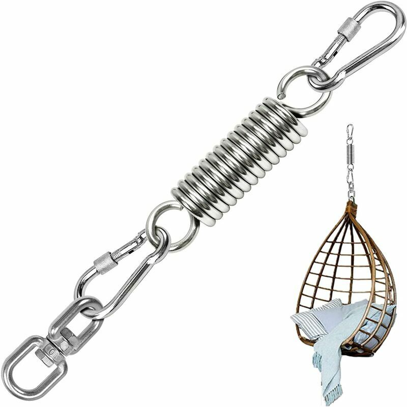 Ressort de Suspension, Ressort en Acier, Hamac à Ressort Rotatif, avec 2 Mousquetons et Pivot à 360 °, Capacité de Charge Jusqu'à 250 kg pour Support