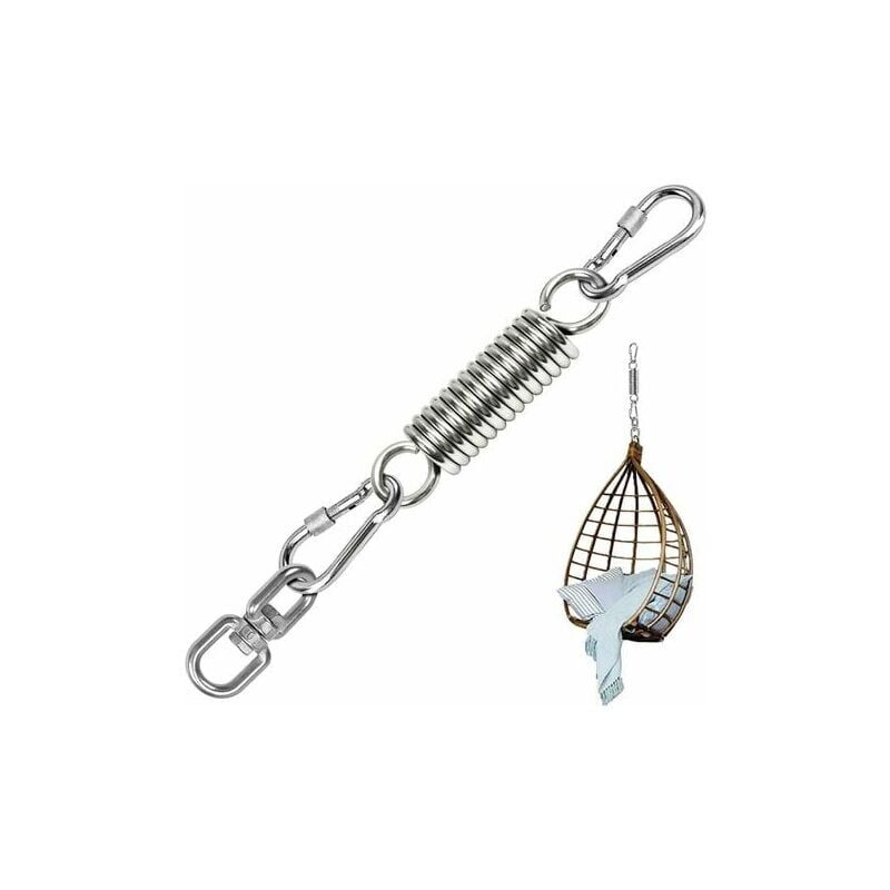 Linghhang - Ressort de suspension, ressort en acier, hamac à ressort pivotant avec 2 mousquetons et émerillon à 360° - silver