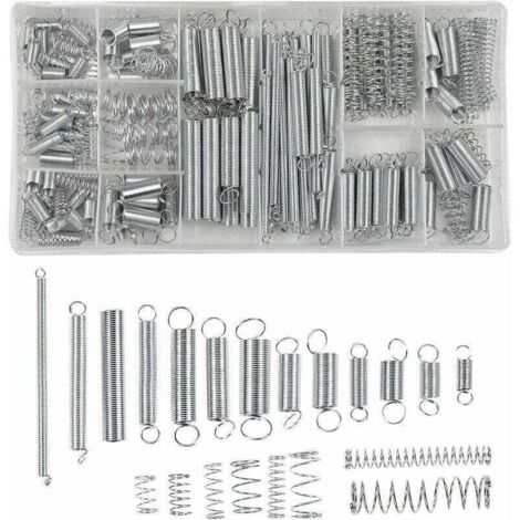 Ressorts de compression, ressorts de traction - Assortiment de 20 tailles de ressorts d'extension en acier galvanisé avec boîte de rangement (200 pièces)