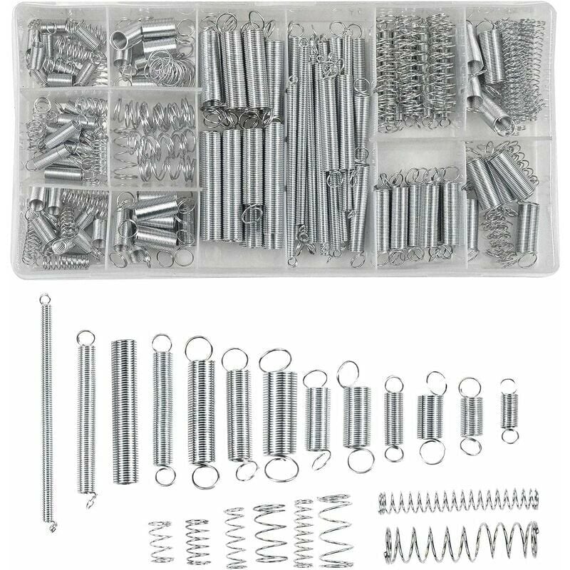 Minkurow - Ressorts de compression, ressorts de traction - Assortiment de 20 tailles de ressorts d'extension en acier galvanisé avec boîte de