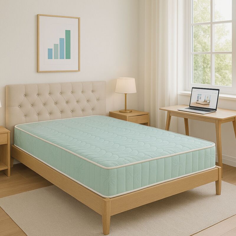 King Of Dreams - Lot de 2 x 70x190 cm ressorts ensaches + 5 cm Memoire de Forme 60 Kg/m3 - Matelas luxe + 2 Oreillers memoire de forme Offerts