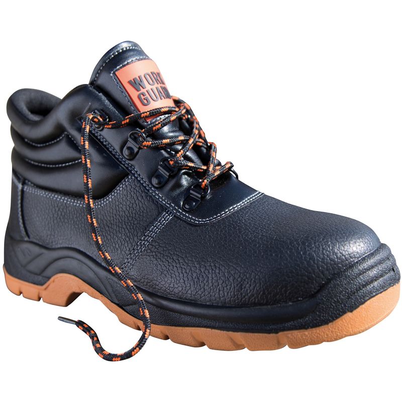 Mens Work-Guard Defence SBP Waterproof Leather Safety Boots (6) (Black/Orange) - Result