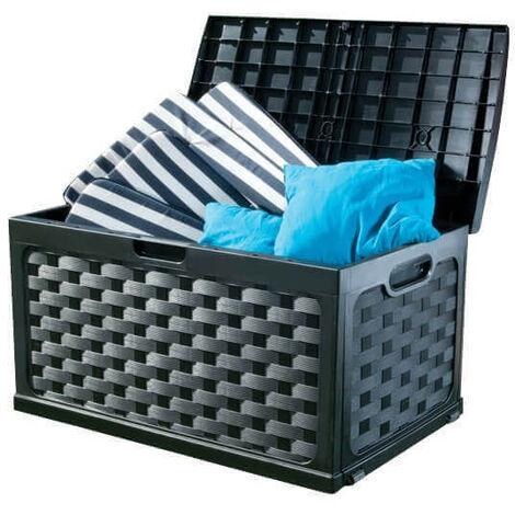 Ret -outdoor -Kofferraumkiste mit Anthrazit -Rattansitz mit Rädern