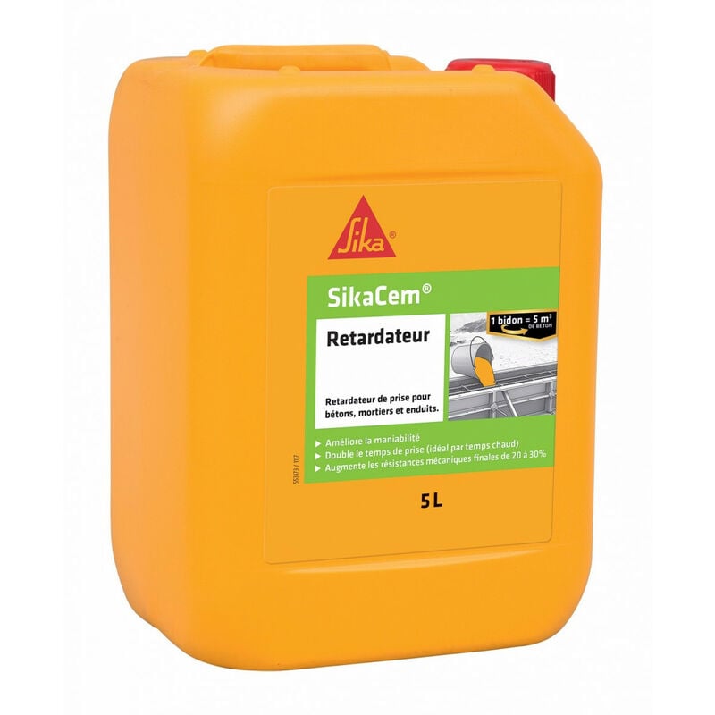 Plastifiant Retardateur Pour Bétons Sika cem Retardateur - Jaune 5 l - Jaune