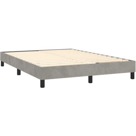 Rete a doghe su gambe giroletto 140x190 cm tessuto velluto grigio chiaro TDL0207195