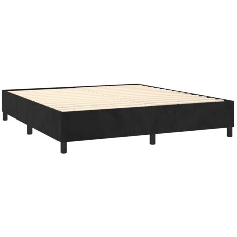 Rete a doghe su gambe giroletto 160x200 cm tessuto velluto nero TDL0207005