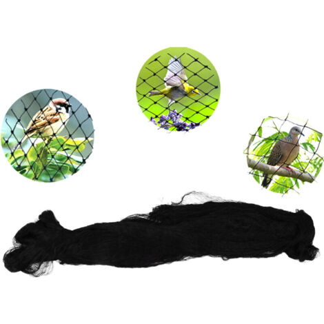 Rete anti-uccelli in nylon nero – Protezione per piante, alberi, ortaggi, giardino, fattoria e frutteto, 15 x 7,5 m,