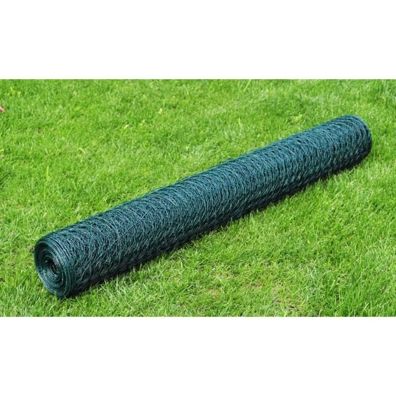 Recinzione in Rete per Pollaio Rivestita in PVC 25x0,5 m Verde vidaXL 9953