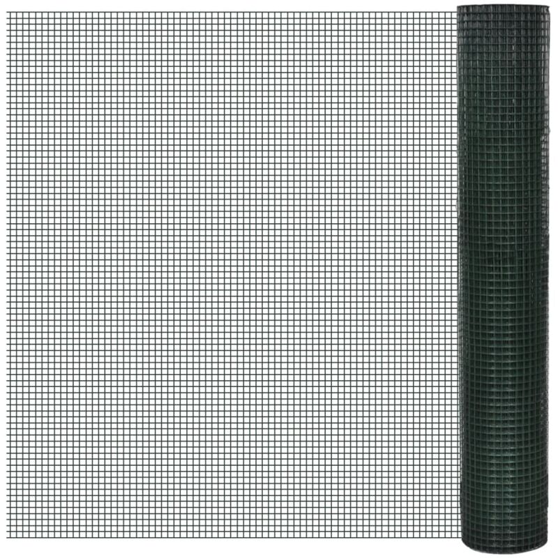 Recinzione in Rete per Pollaio Rivestita in PVC 25x1 m Verde vidaXL 5345