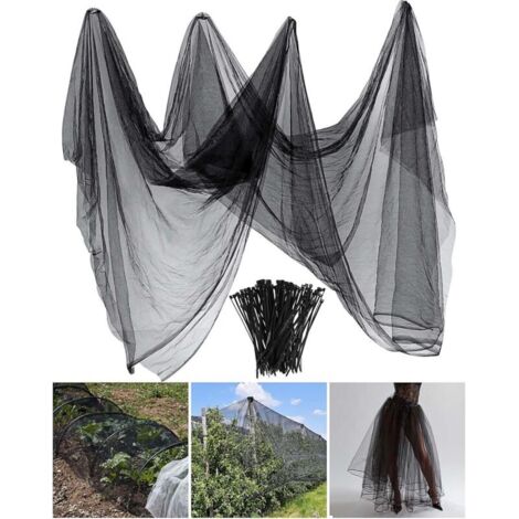 Rete di protezione contro insetti, zanzare, mosche e uccelli – barriera anticaccia e protezione delle piante – rete da giardino (3 m x 10 m, nera)