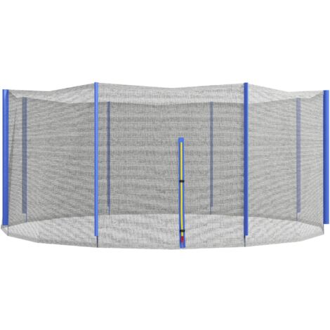 Rete di Protezione per Trampolini a 8 Pali con Ingresso con Cerniera Ø366x180 cm in PE Nero e Blu