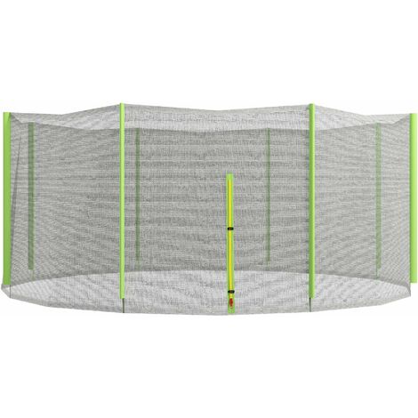 Rete di Protezione per Trampolini a 8 Pali con Ingresso con Cerniera Ø366x180 cm in PE Nero e Verde