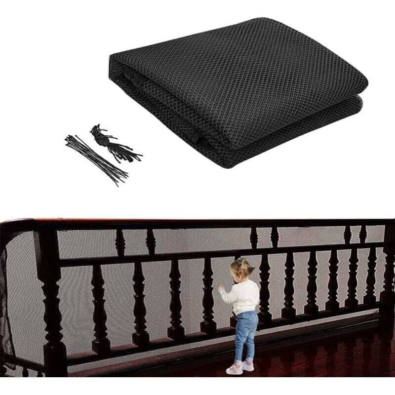 Image of XVX - Rete di sicurezza per bambini 300x79cm per scale - nera, rete di protezione per balconi, rete di protezione anticaduta per gatti
