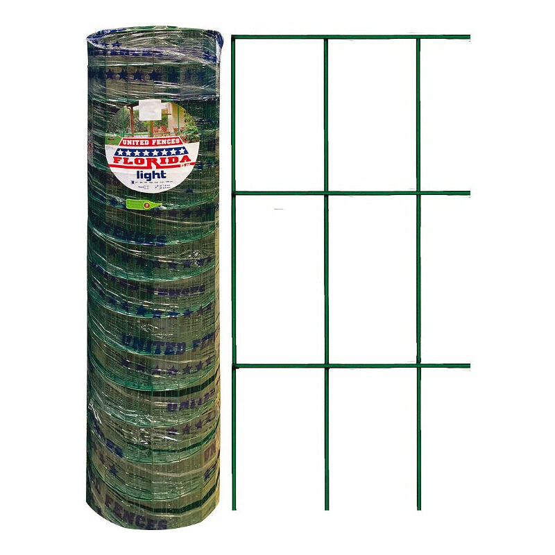 Rete elettrosaldata per recinzioni animali zincata e plastificata verde muschio con maglia 76x51 mm Rotolo 10 mt - 122cm