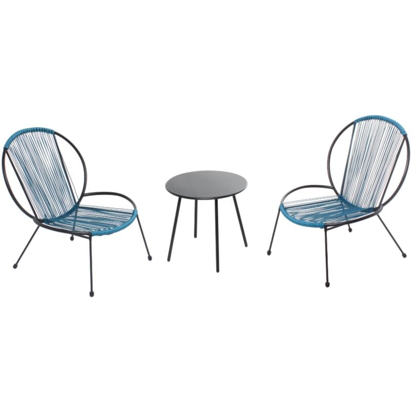 Concept-usine - rete - Ensemble de 2 fauteuils + 1 table basse bleu