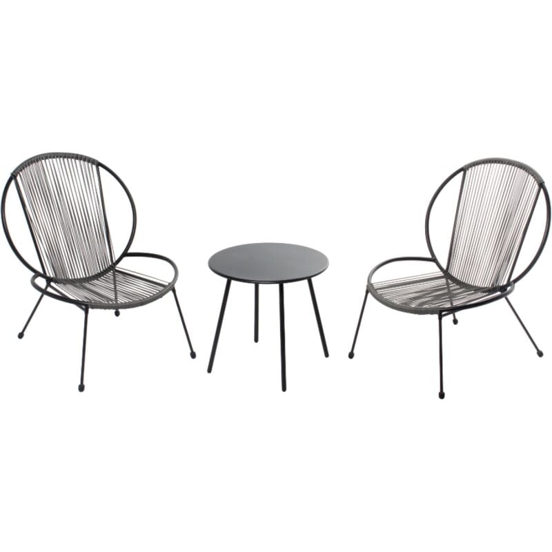 Concept-usine - rete - Ensemble de 2 fauteuils + 1 table basse gris foncé