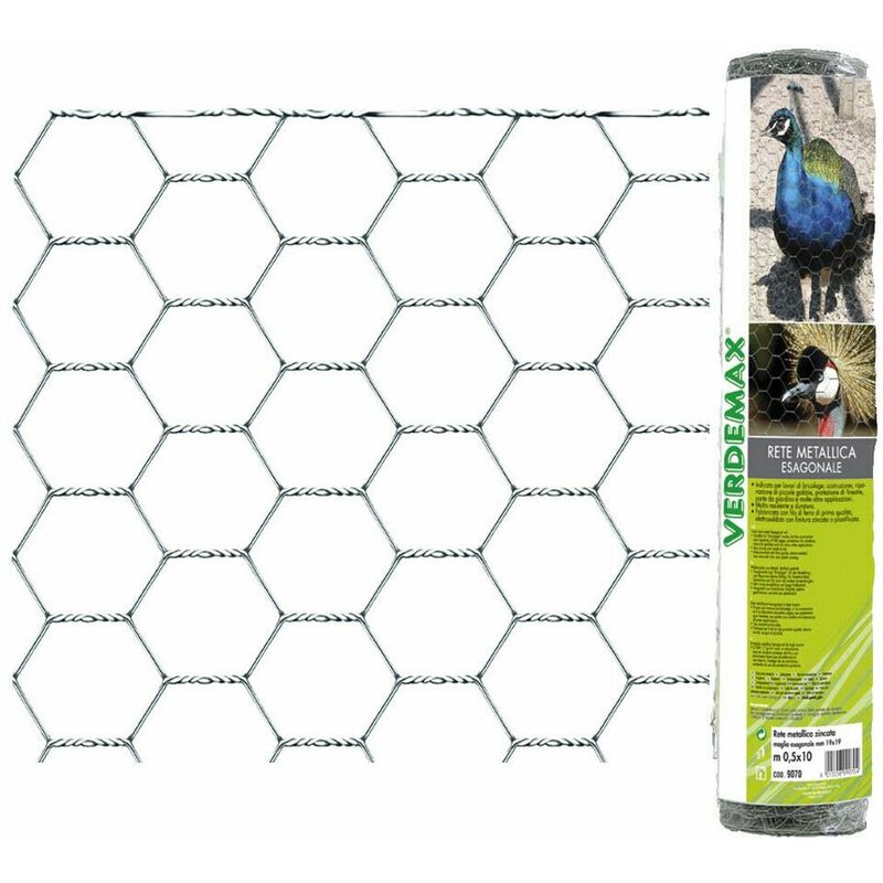 RETE METALLICA ZINCATA 51//6 H.150 CM PER GABBIE POLLI PECORE MAGLIA ESAGONALE