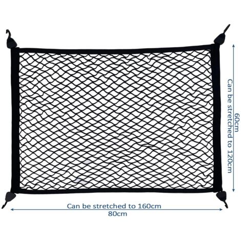 Rete per cani per il trasporto nel bagagliaio dell'auto da campeggio, 80×60 cm, estensibile fino a 160×120 cm con 4 robusti ganci di rinforzo, elastico per appendere camper e furgoni per la maggior pa