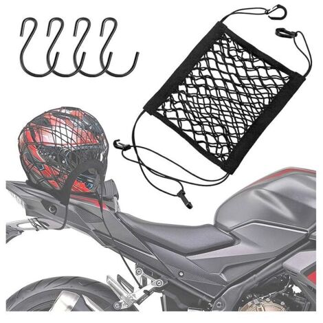 Rete per casco da moto KZQ, rete per moto con 4 ganci, rete a ragno per bicicletta, moto, rete di fissaggio per caschi da moto ecc. (Nero)