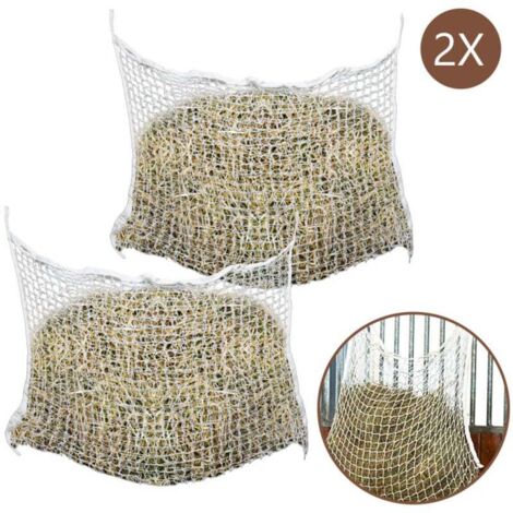 Rete per fieno ALOVZE 2 pezzi quadrati 1,2 x 0,9 m 100% PP Mangiatoie e abbeveratoi per bovini 30 x 30 mm