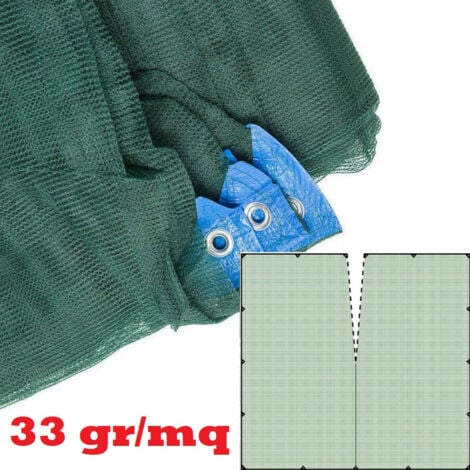 Rete per olive 8x8 rinforzata e occhiellata tessuto antispina telo CON APERTURA verde 33 gr/mq