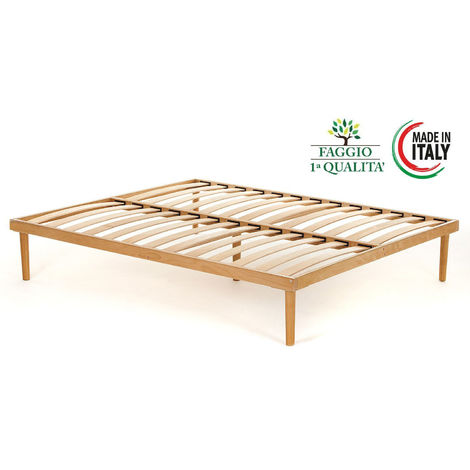 Rete letto piazza e mezza Dabatne, Rete ortopedica a doghe in legno, 100%  Made in Italy, Cm 120x190h31