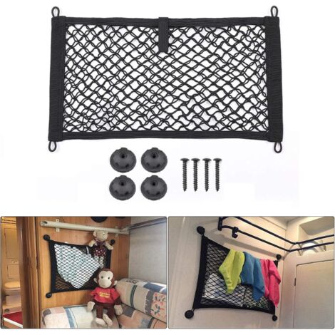 Rete portaoggetti laterale per auto - Elastica - Per roulotte, camper, camion, furgone - Rete portaoggetti per bagagli - 25 x 45 cm