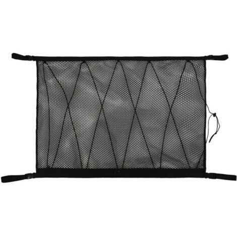 Rete portaoggetti per auto, borsa da tetto universale per auto con cerniera, rete organizer per bagagli per auto SUV (rete con coulisse) nera, 9065cm, di