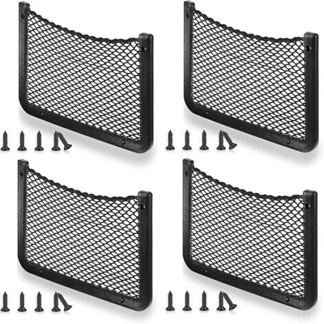 Rete portaoggetti per auto da 4 pezzi, organizer per bagagliaio 36 x 18 cm, borsa organizer multifunzionale per utensili, camper, barche, casa (con viti)