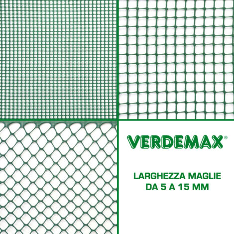 Rete Quadra Maglia Verde 10mm per Recinzioni 100x500cm