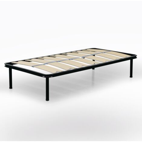 RETE SINGOLA 80X190 IN METALLO NERO CON 7 DOGHE