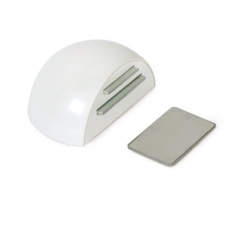 Retenue de porte | Style fonctionnel | Protège les murs et les portes contre les impacts | Fabriqué en plastique | Finition blanche | Mesures 52*40*26mm | Système de fixation adhésive et magnétique | 1 unité - Blanc
