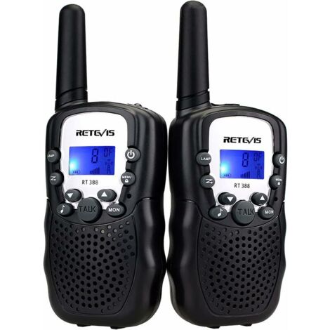 Retevis RT388 Talkie-walkie pour enfants, cadeau de jouet à distance rechargeable pour garçons de 3 à 12 ans, lampe de poche VOX pour le camping, les aventures en plein air en famille (1 paire, noir)