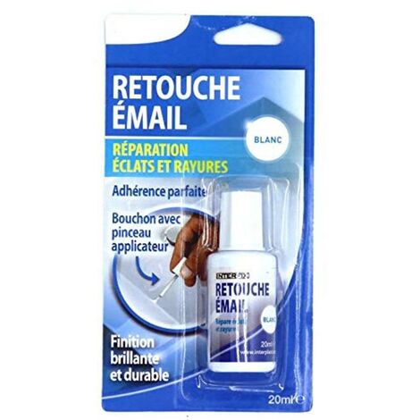 Retouche émail éclats et rayures – Produit acrylique blanc brillant – Sèche en 1 heure – Résiste à l'eau bouillante