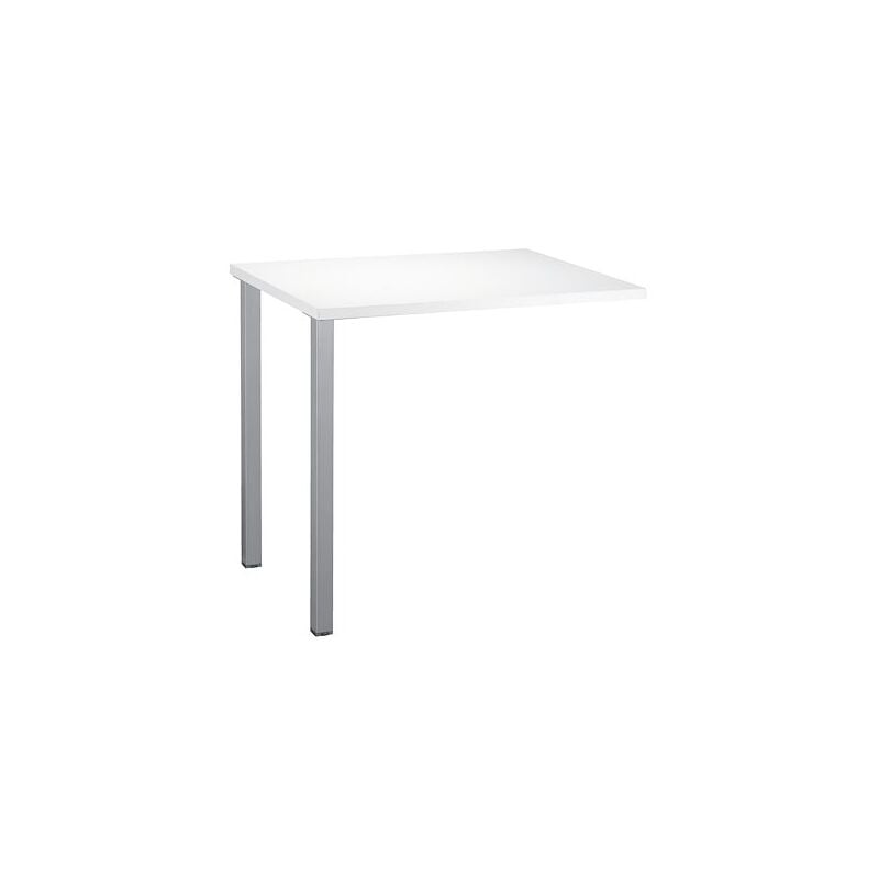 Sans Marque - Retour bureau suspendu plateau blanc l 80 x p 60 cm, piétement métal couleur aluminium - Practica - Maxiburo