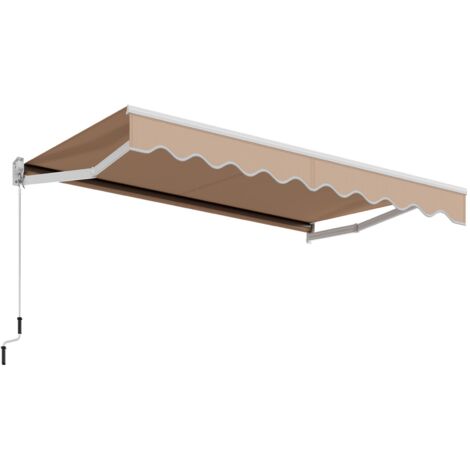 Retractable Awning Aluminum Patio Sun Shade w/ Crank Handle-Beige
